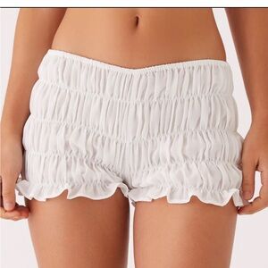 Peppermayo - Girls Like Us Ruched Mini Shorts - White